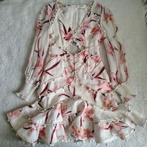 $1850 Zimmermann Corsage Orchid Bauble Linen Mini Dress Size 0 100% Authentic